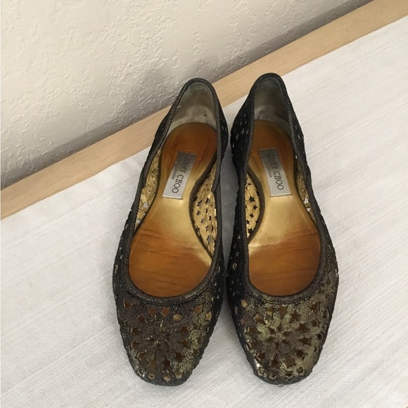 Jimmy Choo Napa Star Gold distress black size 39.5 - Picture 2 of 11